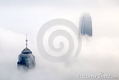 The foggy Hong Kong skyline Stock Photo