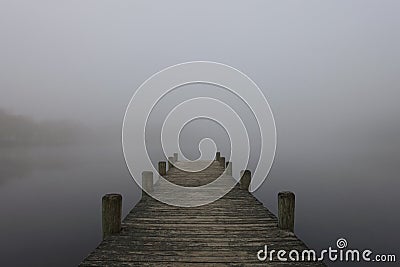 Foggy lake in Lakewood in New Jersey Stock Photo