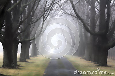 Foggy Lane 3 Stock Photo