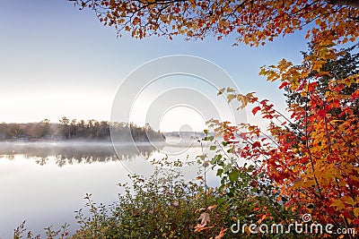 Foggy morning in Algonquin Provincial Park, Ontario, Canada Stock Photo