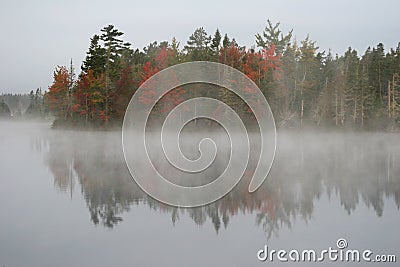 Foggy morning at lake Stock Photo