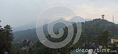 Foggy morning mount indonesia Stock Photo