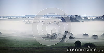 Foggy night landscape Stock Photo