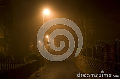 Foggy night it town Manchester England Europe Stock Photo