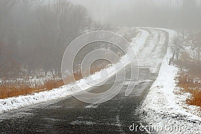 Foggy road Stock Photo