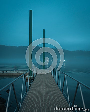 Foggy scene on the Monongahela River, Charleroi, Pennsylvania Stock Photo