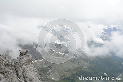 foggy scene of Mount Titlis scene in Switzerland Stock Photo
