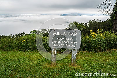 A Foggy View from Mills Gap Overlook Stock Photo