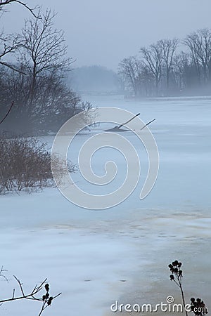 Foggy Winter Landscape Stock Photo