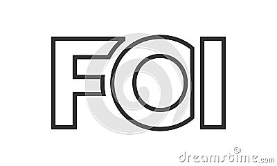 FOI logo design template with strong and modern bold text. Initial based vector logotype featuring simple and minimal typography. Vector Illustration