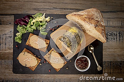 Foie gras and gingerbread cake Stock Photo