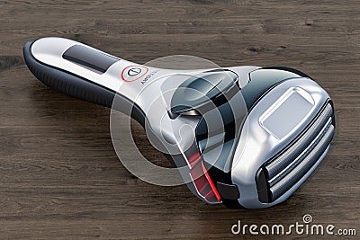 Foil-type cordless razor, shaver on the wooden table, 3D rendering Stock Photo