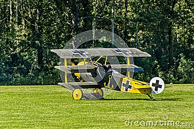 Fokker Dr.I Taxing for Takeoff Editorial Stock Photo