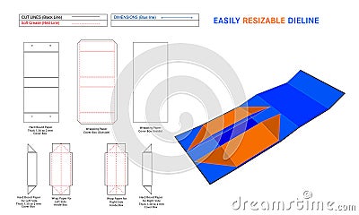 Foldable and Collapsible rigid box dieline Vector Illustration