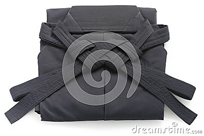 Folded aikido hakama , japanese martial arts unifo Stock Photo