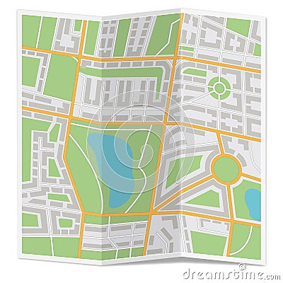 Folded city map Vector Illustration