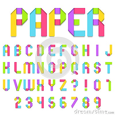 Folded Color Paper Font Vector Illustration