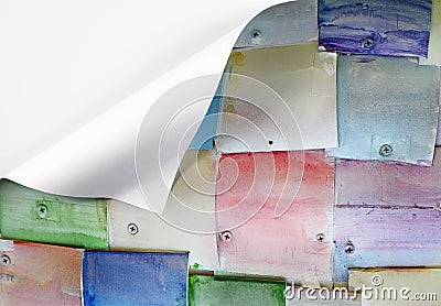 Folded colorful metal plate. Stock Photo