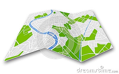 Folded generic city map Stock Photo