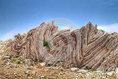 Folded limestone Stock Photo