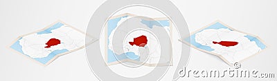 Folded map of Niger in three different versions Vector Illustration