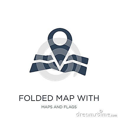 folded map with position mark icon in trendy design style. folded map with position mark icon isolated on white background. folded Vector Illustration