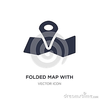 folded map with position mark icon on white background. Simple element illustration from Maps and Flags concept Vector Illustration