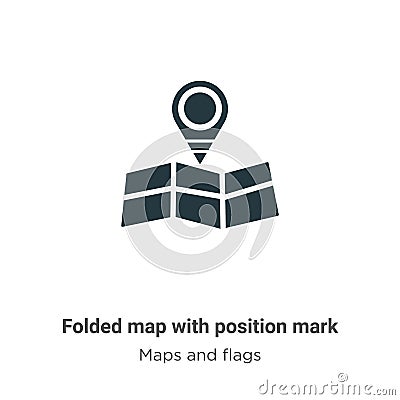 Folded map with position mark vector icon on white background. Flat vector folded map with position mark icon symbol sign from Vector Illustration
