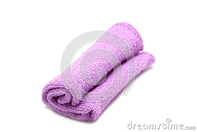 Folded purple cloth for cleaning utensils Stock Photo