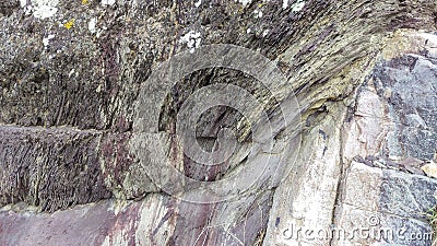 Folded Purple and Green Slate and Shale Stock Photo