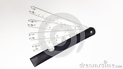 Folded scale ruler for engineering, architectural, and construction work. Stock Photo