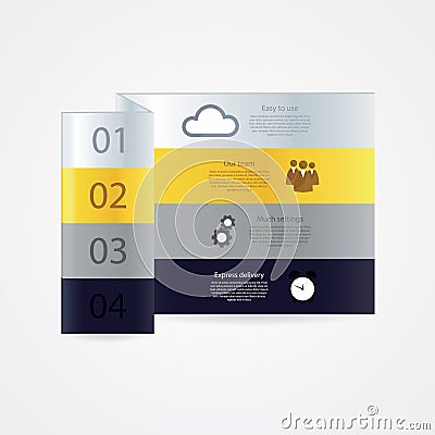 Folded vector template. Colorfully template - four choices, levels or variations. Vector Illustration