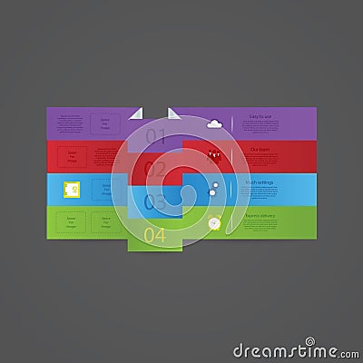 Folded vector template. Colorfully template - four choices, levels or variations. Vector Illustration