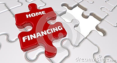 Home financing. The inscription on the missing element of the puzzle Stock Photo