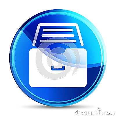 Folder archive cabinet icon glassy vibrant sky blue round button illustration Cartoon Illustration