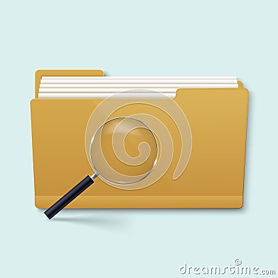 Folder Badge. Open folder with documents Cartoon Illustration