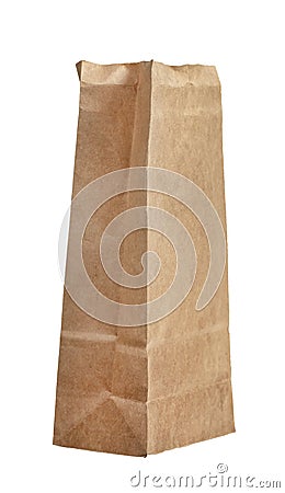 Folder brown paper bag isolated on white background. Recycled paper shopping bag on white background Stock Photo