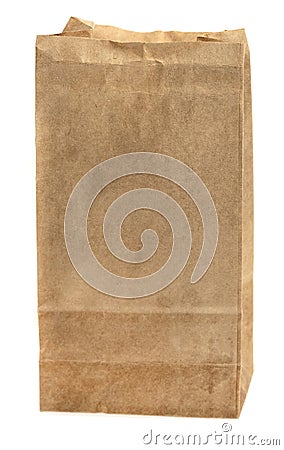 Folder brown paper bag isolated on white background. Recycled paper shopping bag on white background Stock Photo