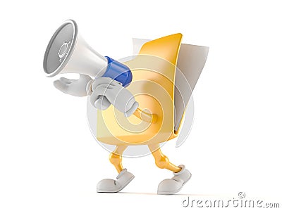 Folder character speaking through a megaphone Stock Photo