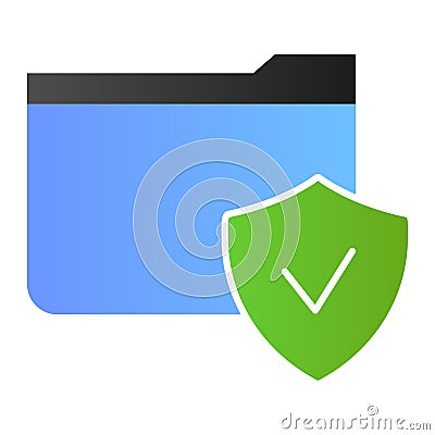 Folder with check mark flat icon. Checked folder color icons in trendy flat style. Verified folder gradient style design Vector Illustration