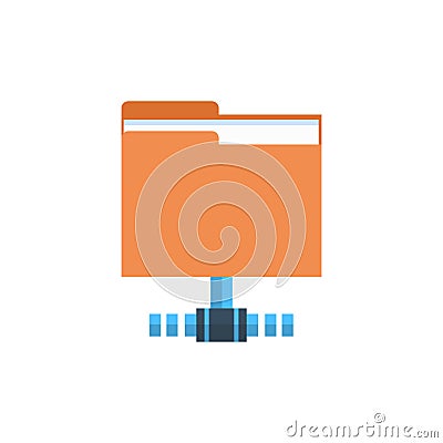 Folder Data Access Icon Cloud Computer Connection Hosting Server Database Synchronize Technology Vector Illustration