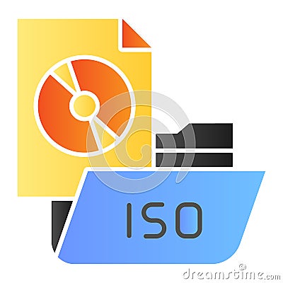 Folder with disk flat icon. File folder color icons in trendy flat style. Computer folder gradient style design Vector Illustration