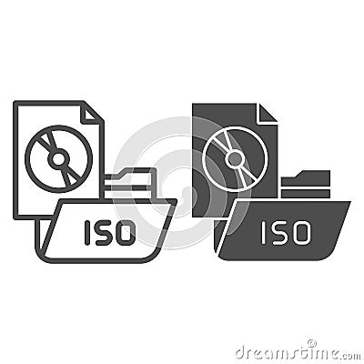 Folder with disk line and glyph icon. File folder vector illustration isolated on white. Computer folder outline style Vector Illustration