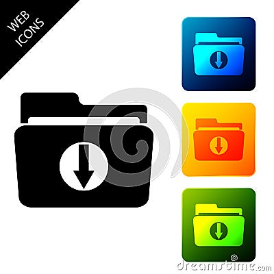 Folder download icon isolated. Set icons colorful square buttons Vector Illustration