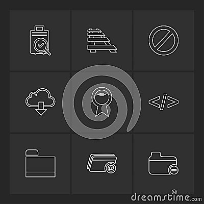 folder , files , directory , search , code , eps icons set vector Vector Illustration