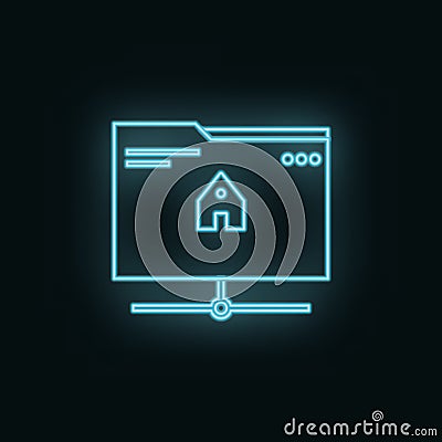 Folder, home, site, neon, icon. Web Development Vector Icon. Element of simple symbol for websites, web design, mobile app, Stock Photo