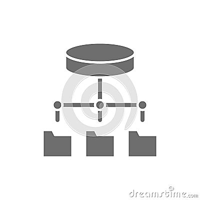 Folder hosting, ftp server, software update, data storage grey icon. Vector Illustration