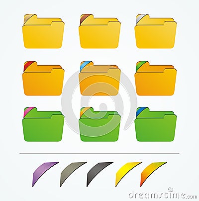Folder icon with colorful ribbons Stock Photo