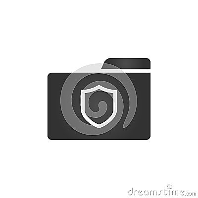Folder Icon with secrity shield in trendy flat style isolated on white background, for your web site design, app, logo, UI. Vector Cartoon Illustration