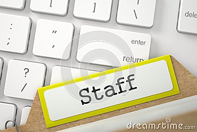 Folder Index with Inscription Staff. 3D. Stock Photo